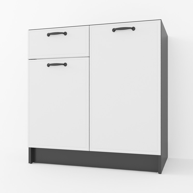 Тумба низ (комбі) 800мм, К-65 (без стільниці) Чорний+Білий