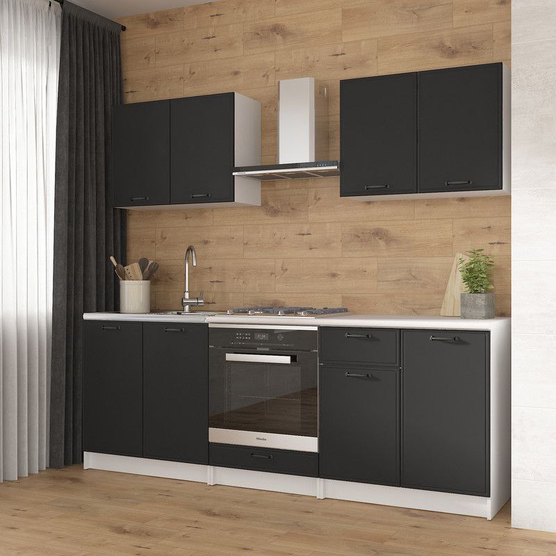 Кухня К-65 2.2м Білий+Чорний