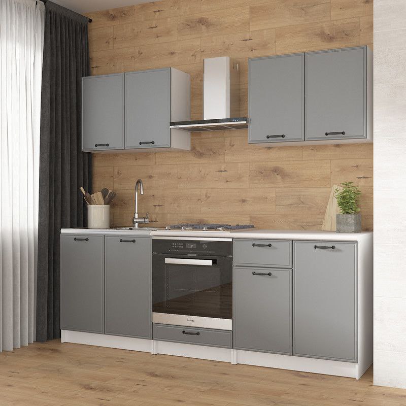 Кухня К-65 2.2м Білий+Асфальт