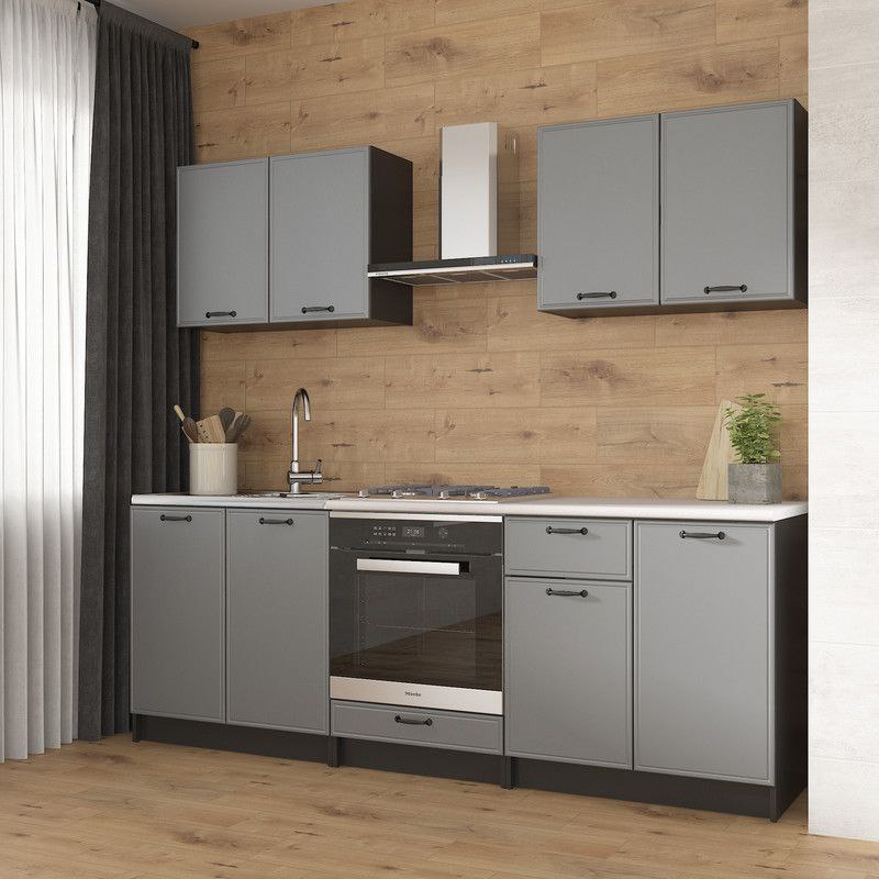 Кухня К-65 2.2м Чорний+Асфальт